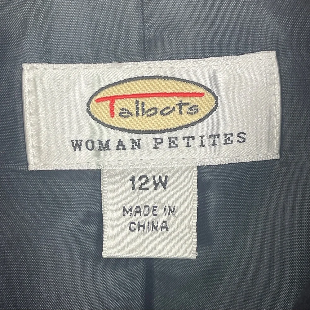 Talbots Women's Sz 12W Classic Crepe 100% Wool Black Blazer Jacket Lightweight - Picture 4 of 6